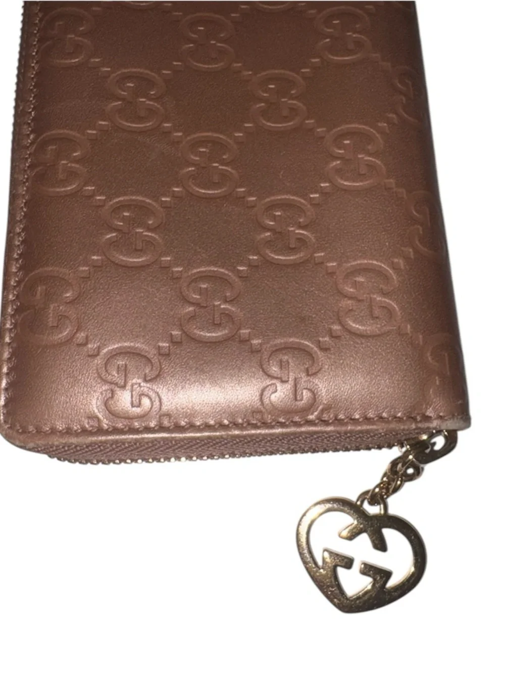 Authentic Gucci Guccissima Leather Zip-Around Wallet Metallic Bronze - Picture 7 of 12